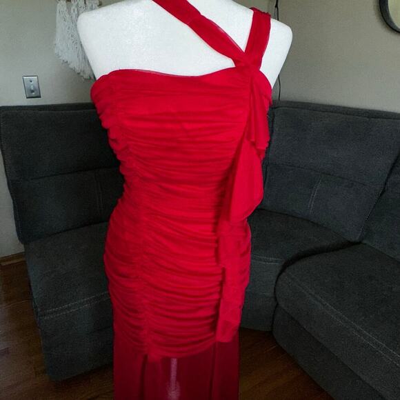 Y2k fiesta red ruched sexy bodycon maxi dress - Picture 3 of 10